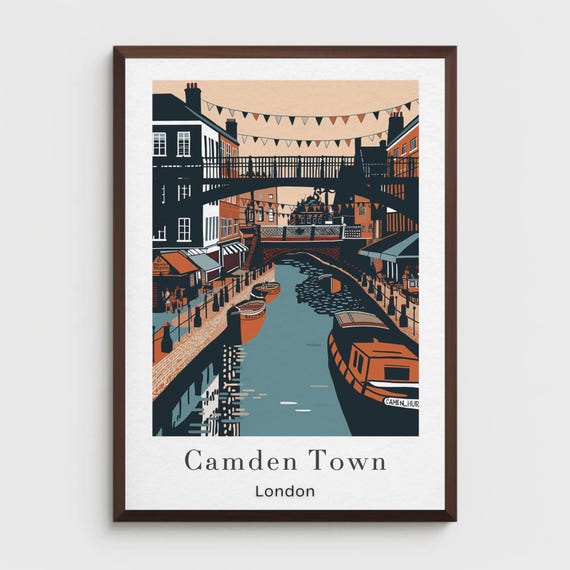 Camden Town London Poster Print Vintage Travel Wall Art