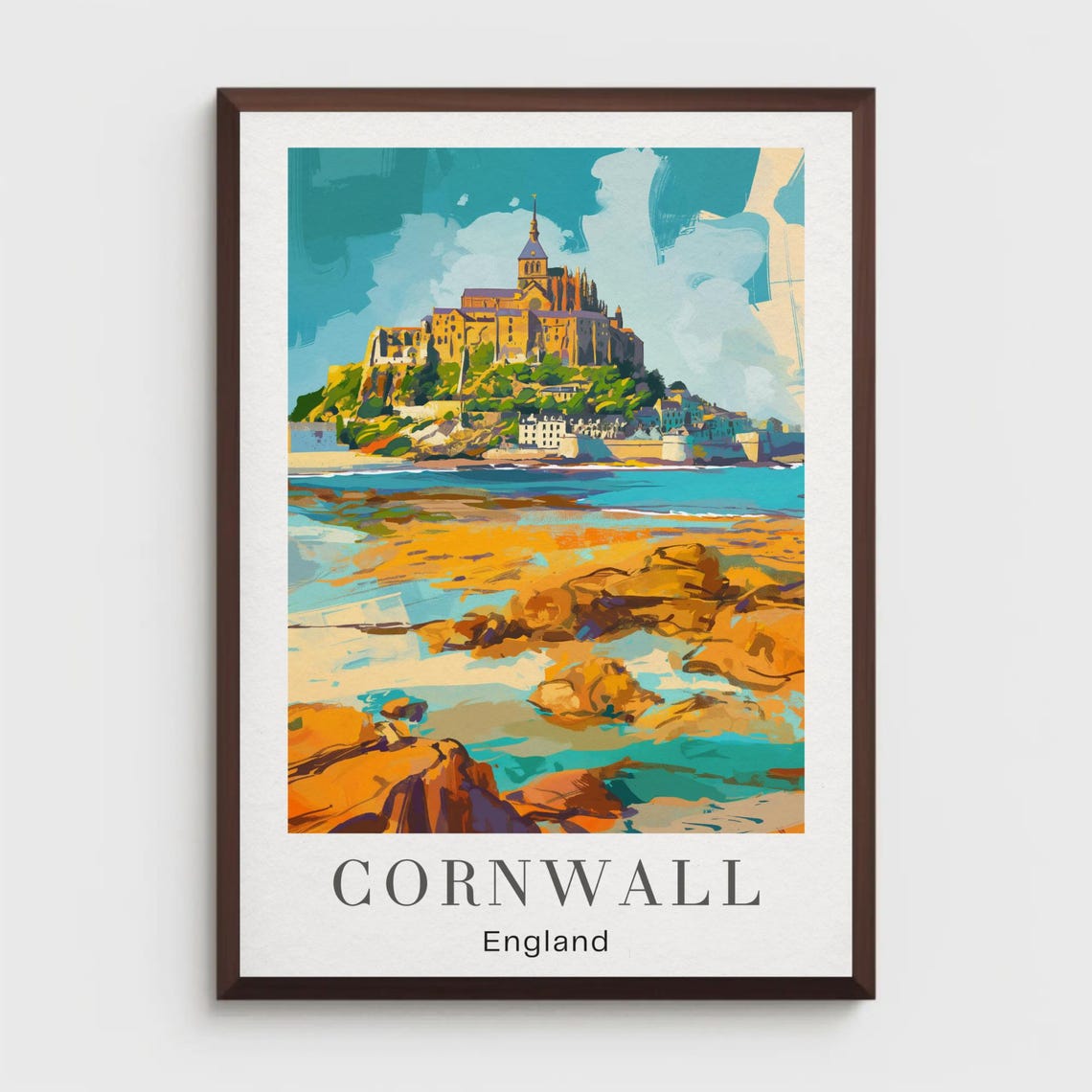 Cornwall Travel Poster St Michaels Mount Art Print England