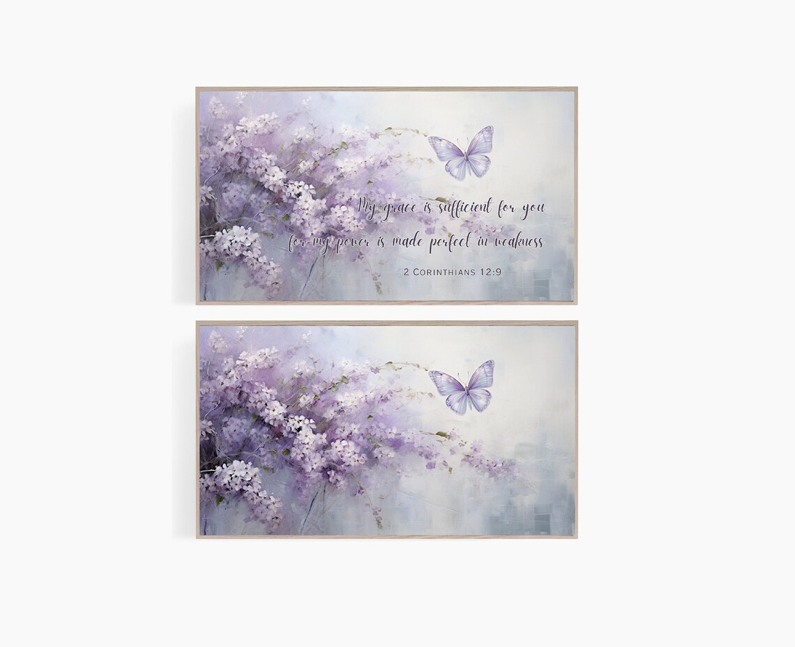 My Grace Is Sufficient 2 Corinthians Butterfly Lilac Flower Poster - Image 5