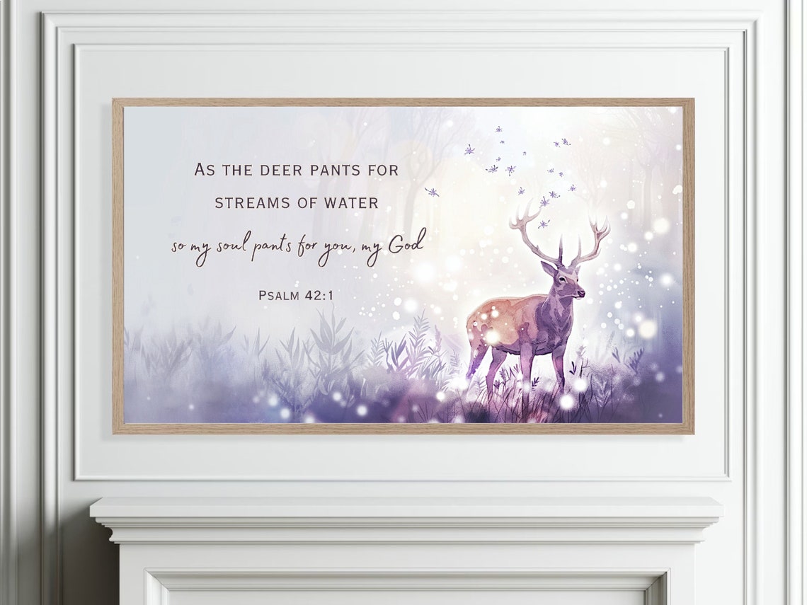 As The Deer Pants For Water Psalm 42 1 Stag Scripture Poster - Image 3