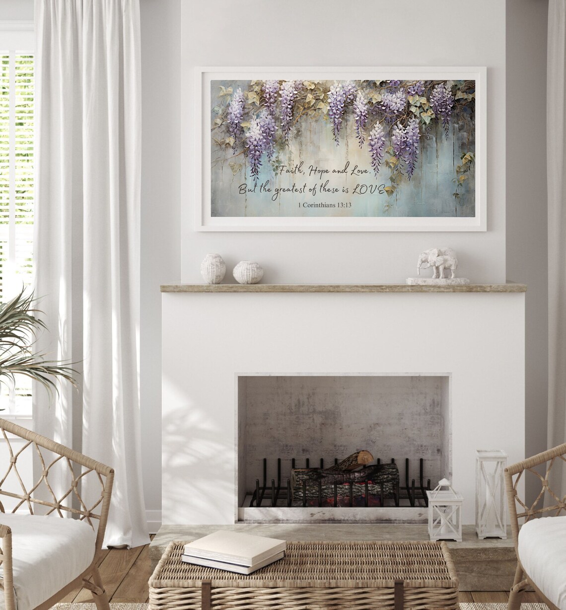 1 Corinthians 13 13 Faith Hope Love Wisteria Scripture Poster - Image 2