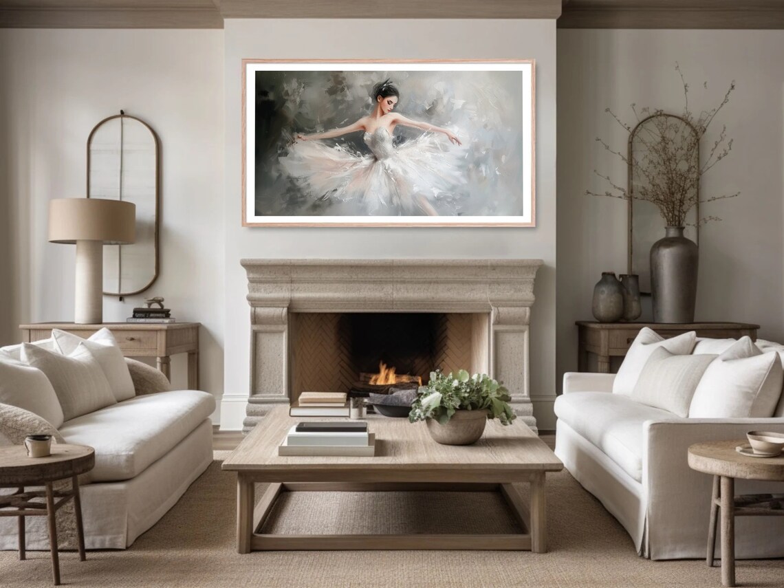 White Tutu Ballerina Dancing Oil Painting Elegant Ballet Poster - Image 3