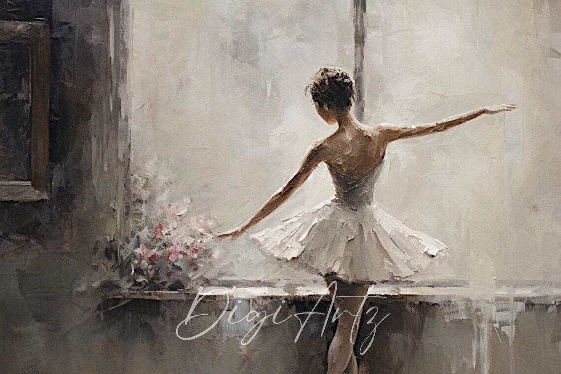 Ballerina In Tutu At Window Moody Antique Dance Painting Poster - Image 6