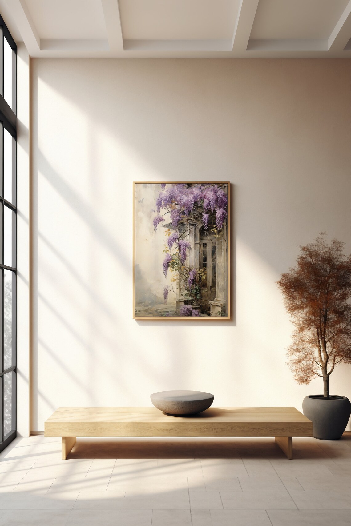Wisteria Over Old Window Shabby Chic Cottage Floral Wall Poster - Image 3