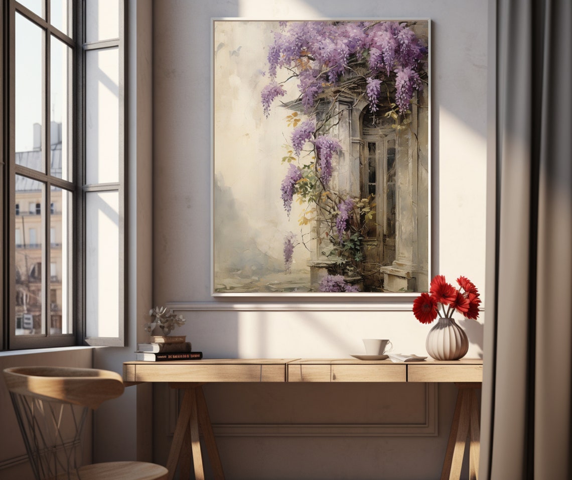 Wisteria Over Old Window Shabby Chic Cottage Floral Wall Poster - Image 4