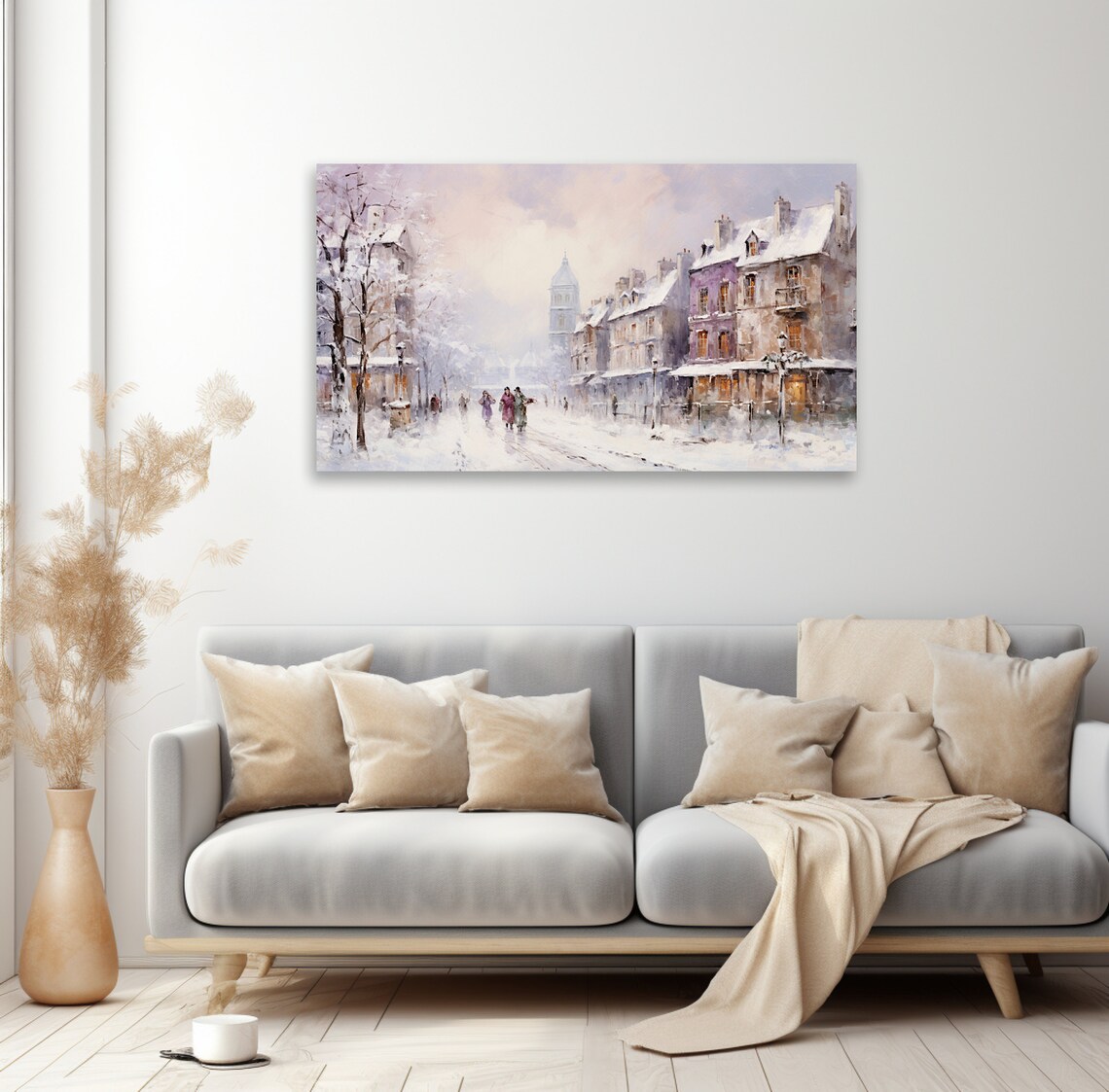 Frame Tv Winter Town Oil Painting Vintage Cottagecore Academia Christmas Decor Rustic Snowy Winter Landscape Holiday Farmhouse Print - Image 3