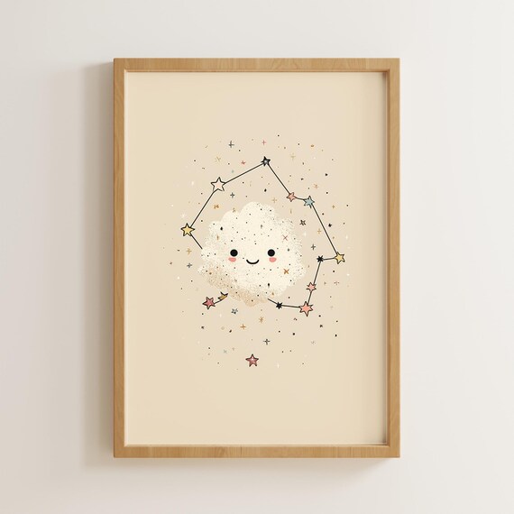 Smiling Cloud Nursery Print Starry Night