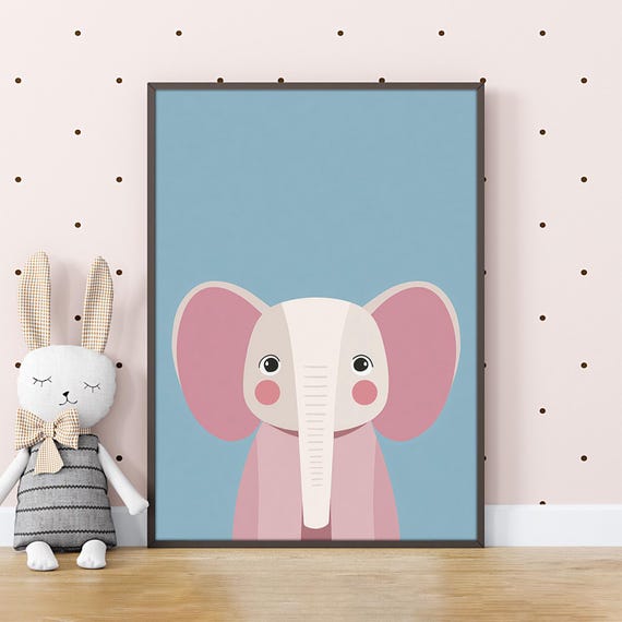 Nursery Wall Art Print Playful Elephant