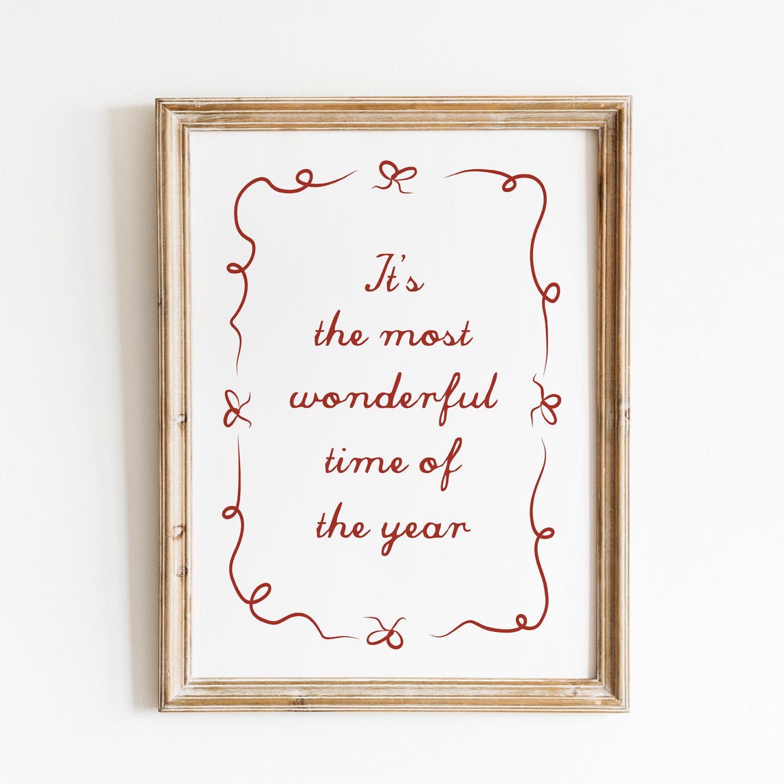 Most Wonderful Time of the Year Red Script Christmas Wall Art
