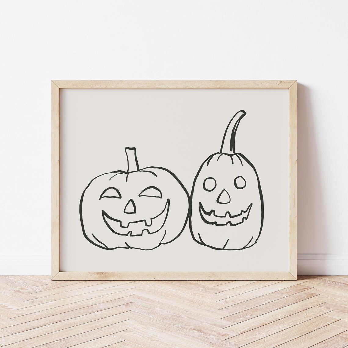 Minimalist Jack O Lantern Pumpkins Halloween Line Art Poster - Image 3