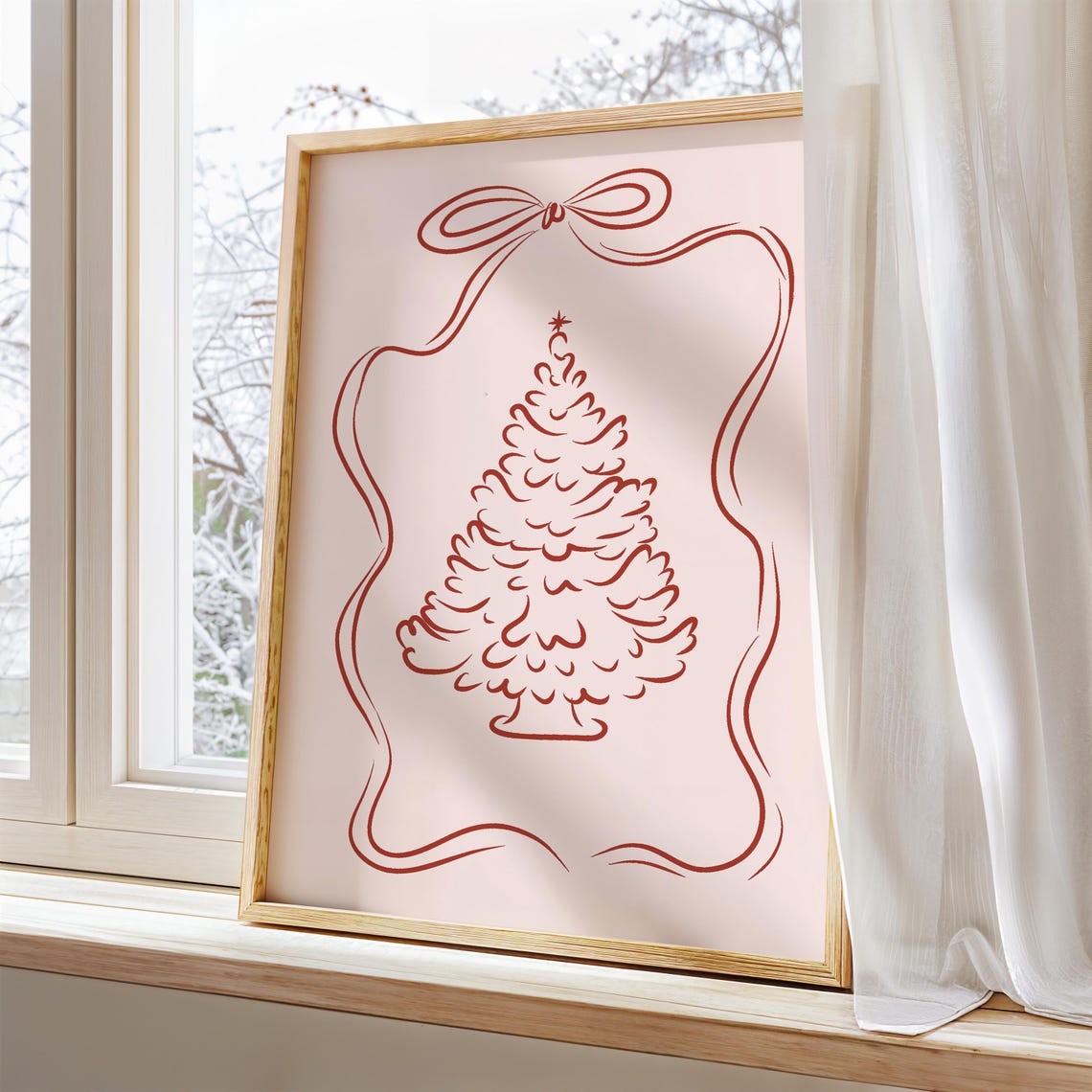 Christmas Tree Print Coquette Aesthetic Print Girly Christmas Prints Whimsy Holiday Decor Cute Holiday Wall Art - Image 4