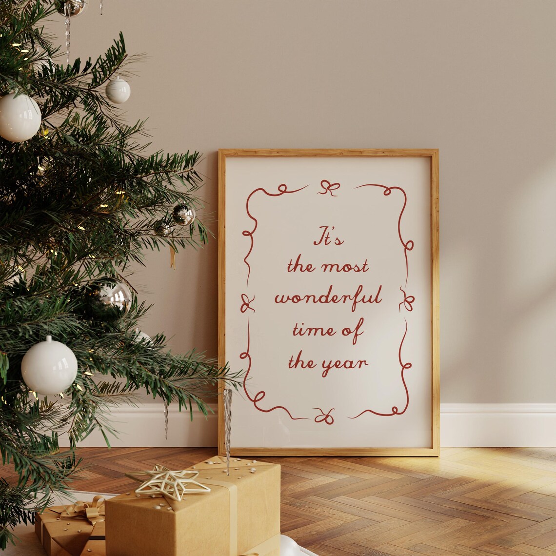 Most Wonderful Time of the Year Red Script Christmas Wall Art - Image 4