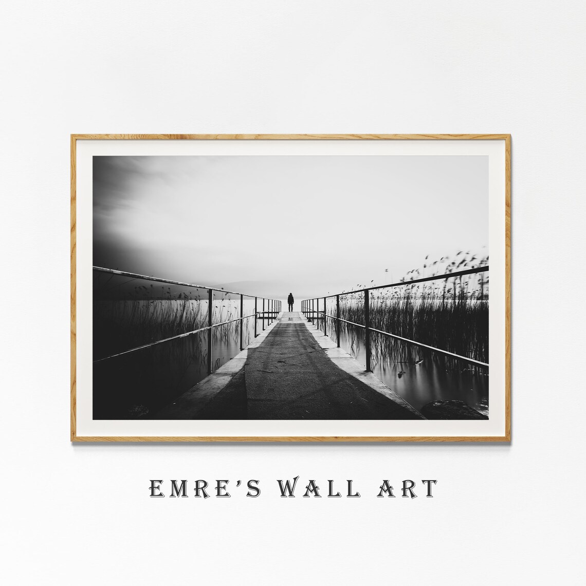 Lone Figure On Foggy Pier Black And White Fine Art Photography Print - Image 4