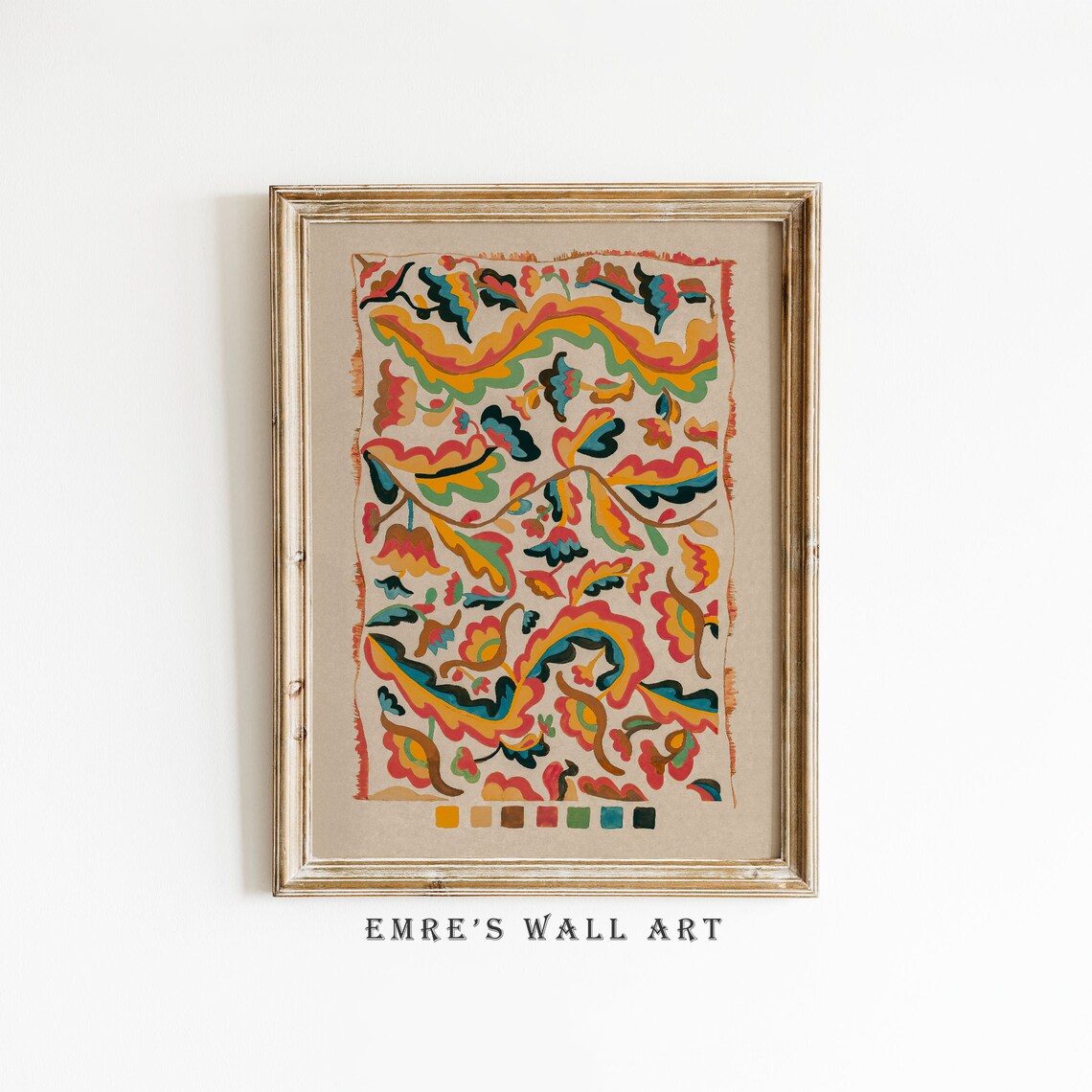 Vintage Floral Pattern Print, Pastel Botanical Decor