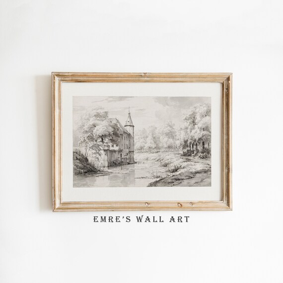 Rustic Sketch Vintage Landscape Art Print