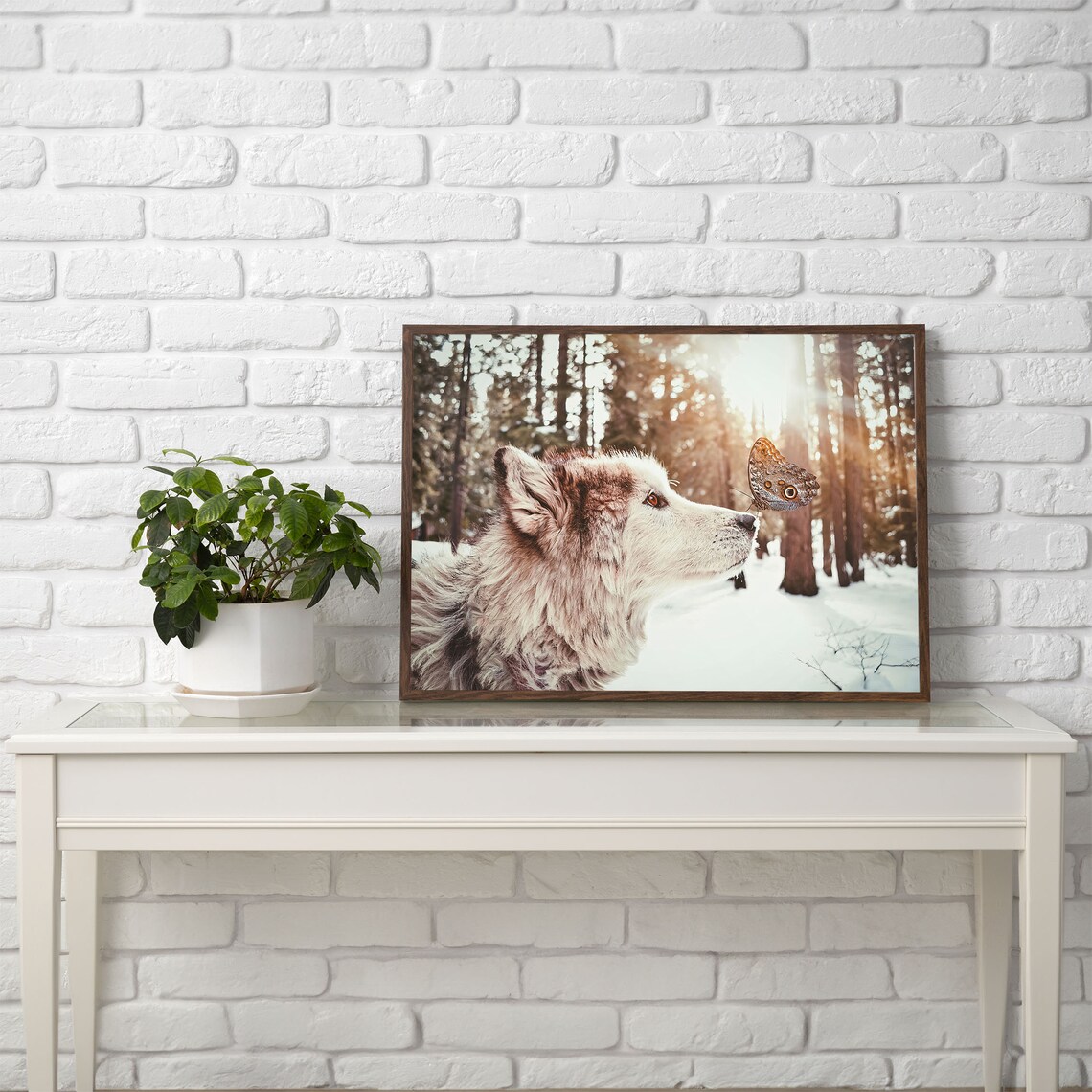 Winter Rustic Wolf Art Print, Neutral Farmhouse Decor - Image 2