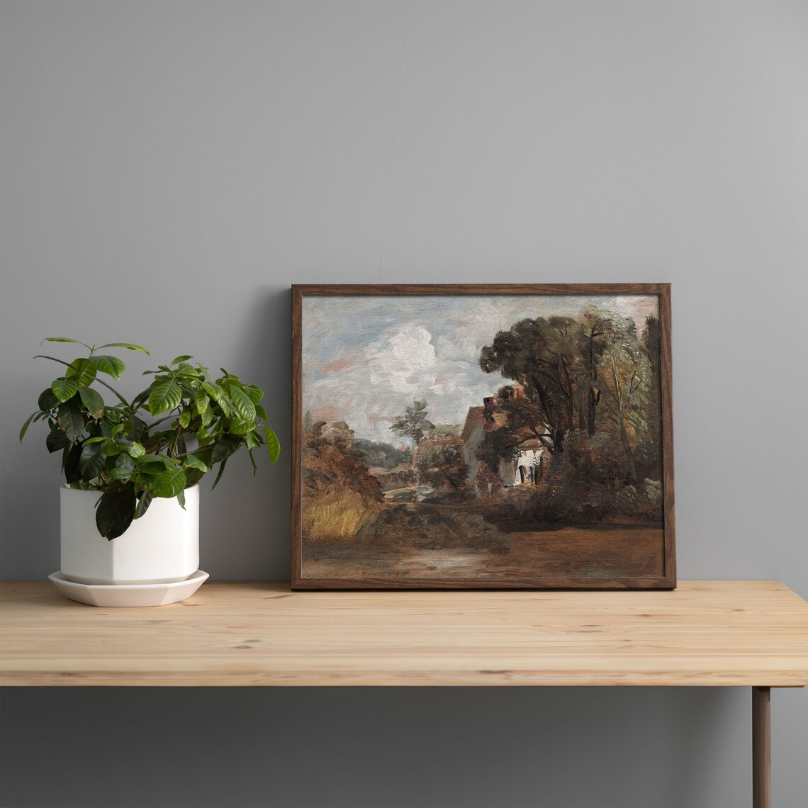 Vintage Country Landscape Oil Painting Cottagecore Summer Wall Decor Vintage Green Farmhouse Wall Art Art Print - Image 2