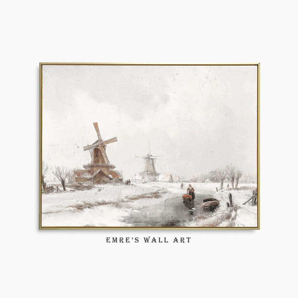 Winter Landscape Vintage Farmhouse Art Print
