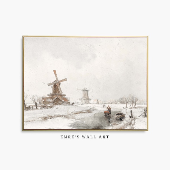 Winter Landscape Vintage Farmhouse Art Print