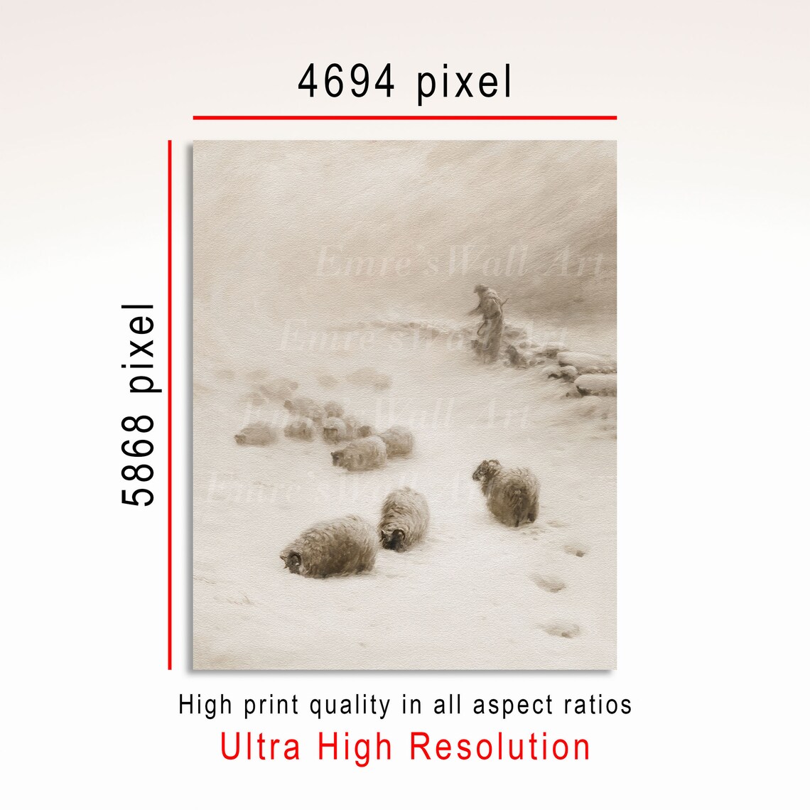 Moody Winter Landscape Vintage Art Print - Image 3