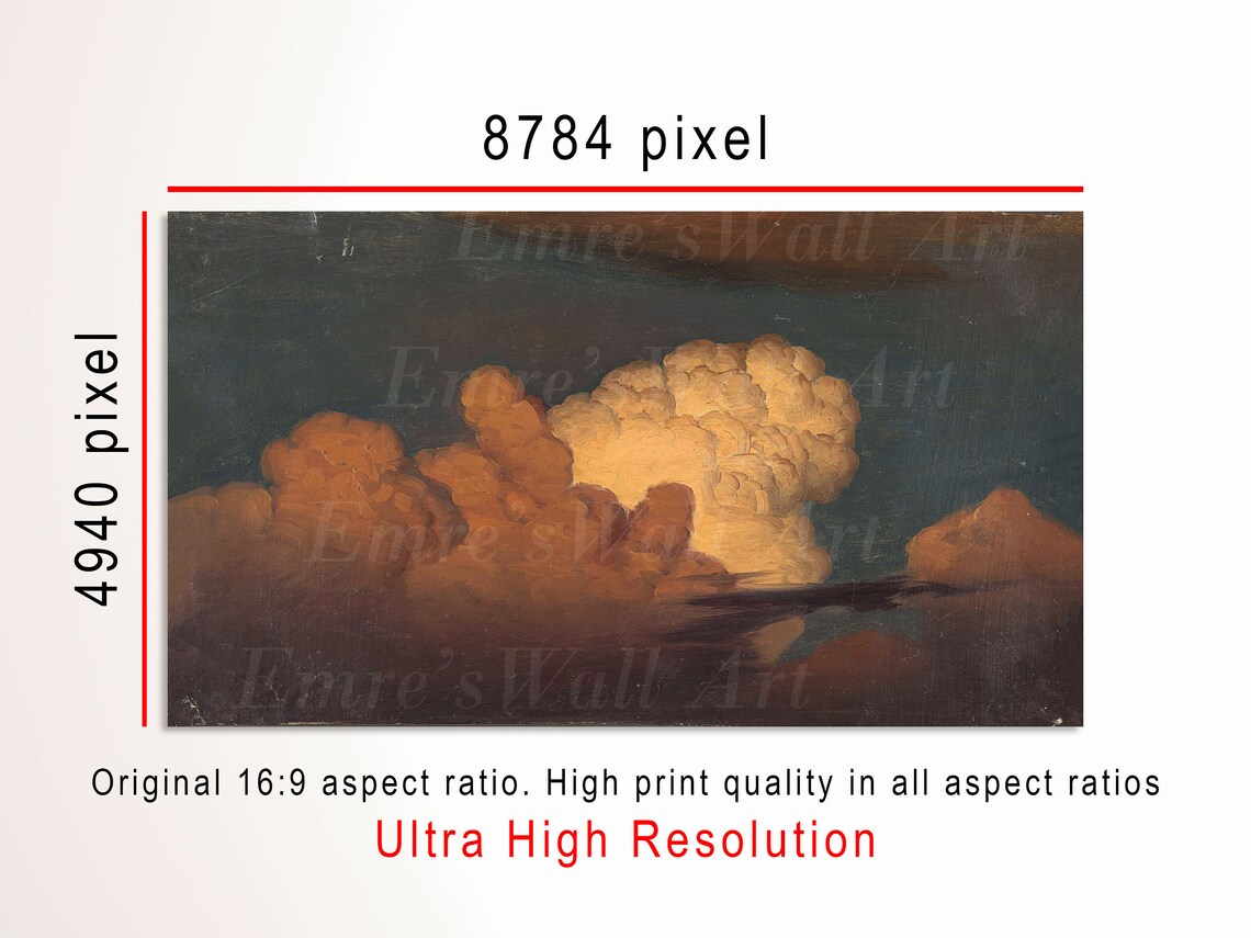 Vintage Cloud Study, Moody Landscape Art Print - Image 3