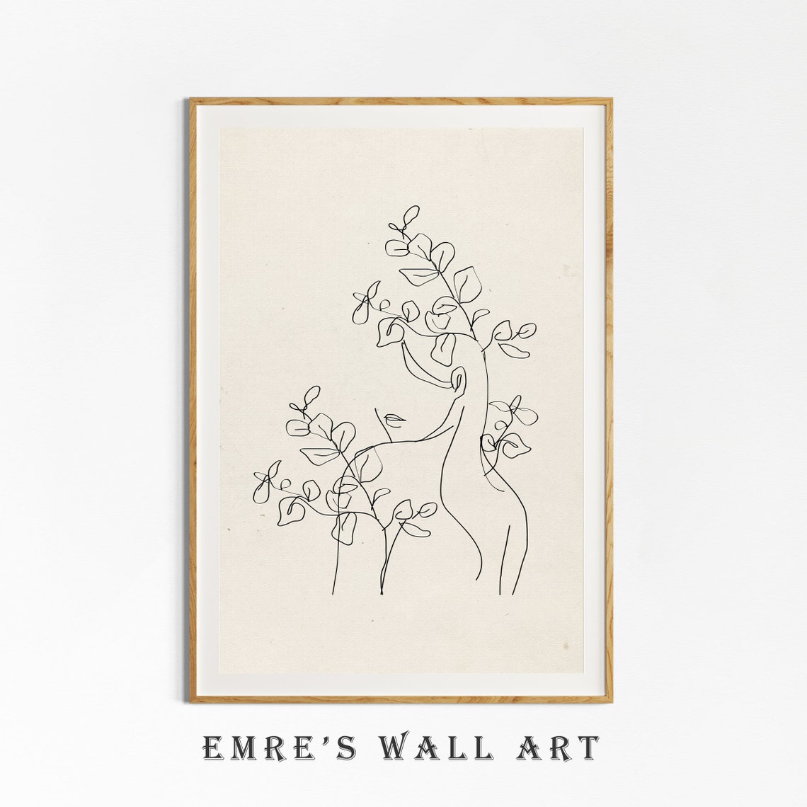Minimalist Woman Face Line Art Botanical Sketch Neutral Decor Poster - Image 4