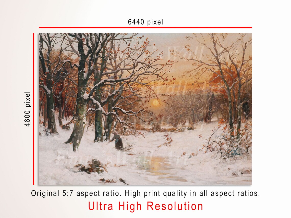 Snowy Forest Landscape Painting, Rustic Winter - Image 3