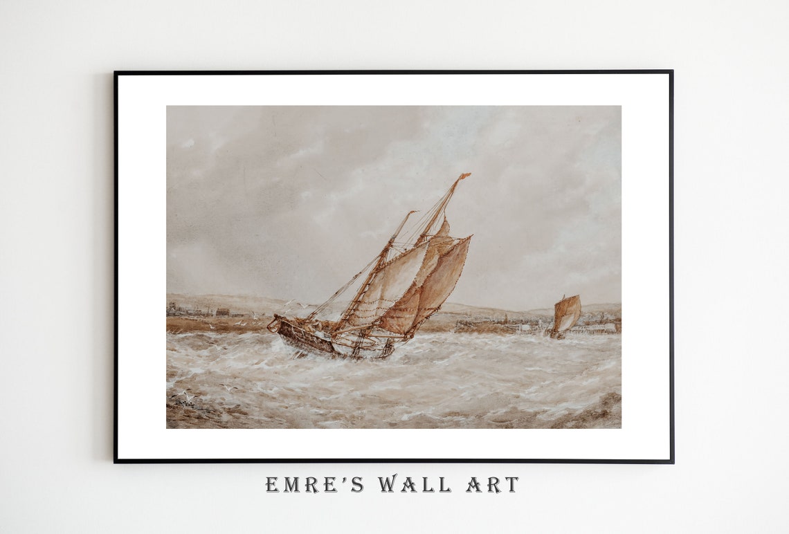 Vintage Mixed Gallery Set Skyscape Sailboat Botanical Wall Poster - Image 3