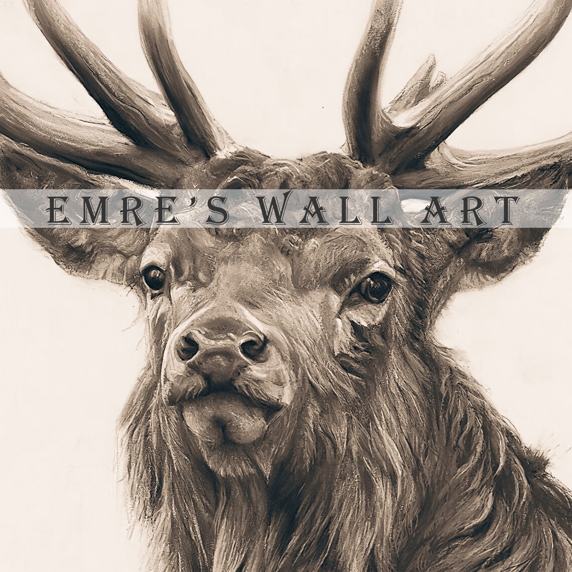 Rustic Deer Sketch Vintage Farmhouse Art Print - Image 3