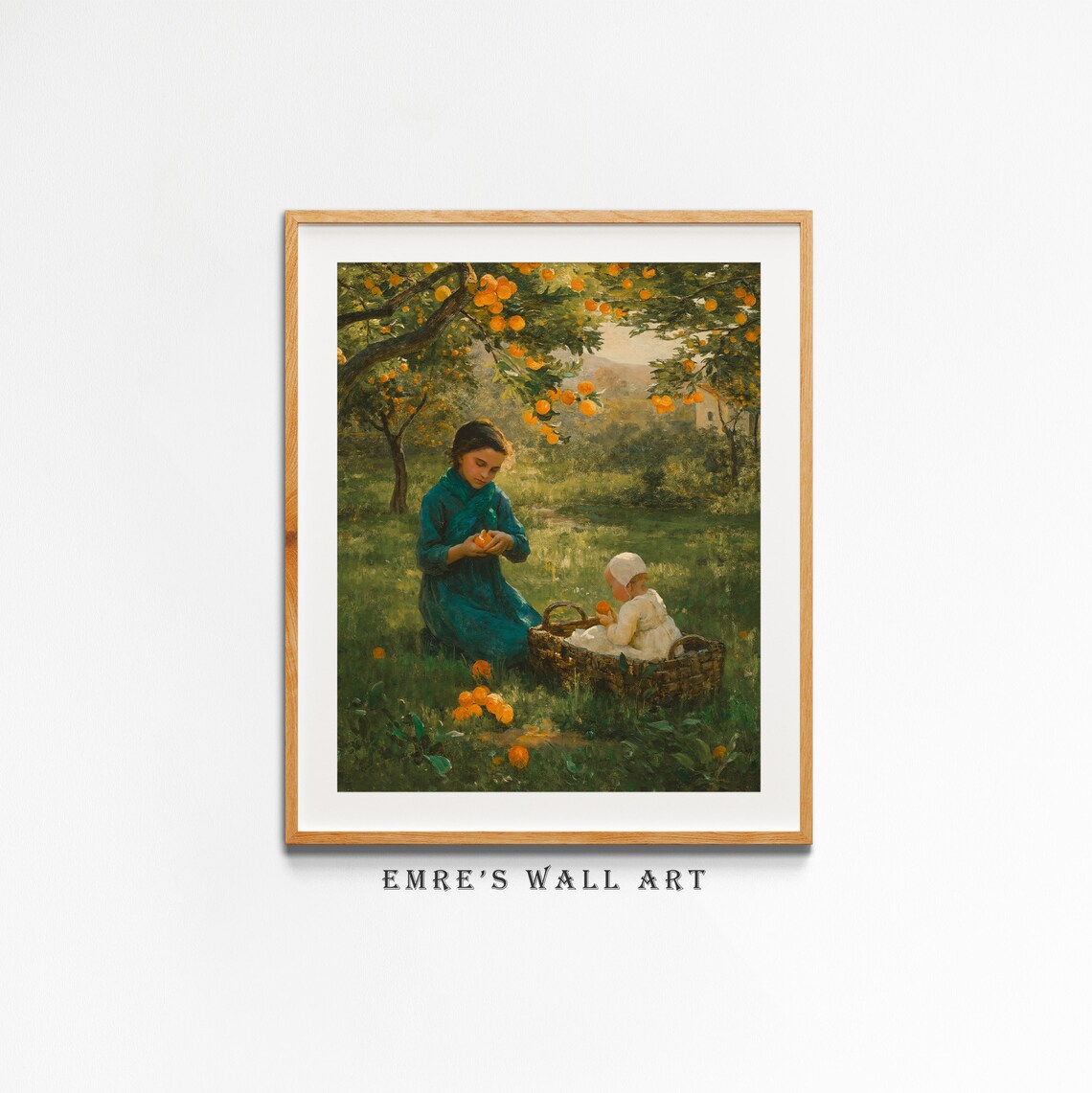 John W Waterhouse Orange Pickers Girl Baby Harvest Scene Poster - Image 3