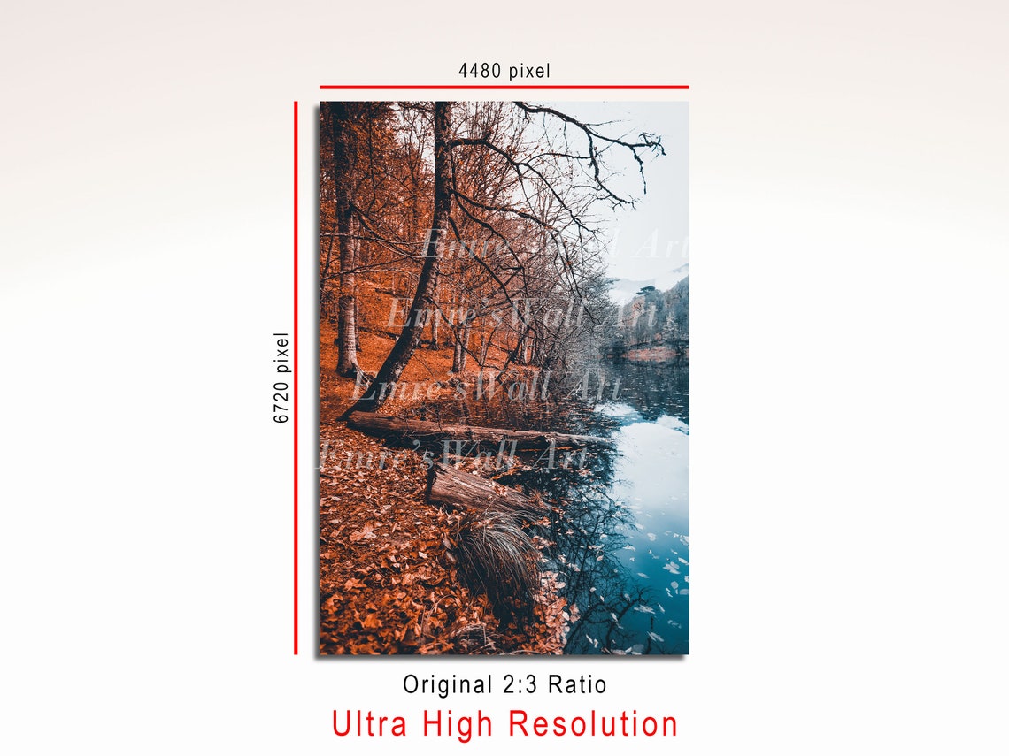 Autumn Lake Reflection Rust Trees Vertical Nature Photo Poster - Image 3