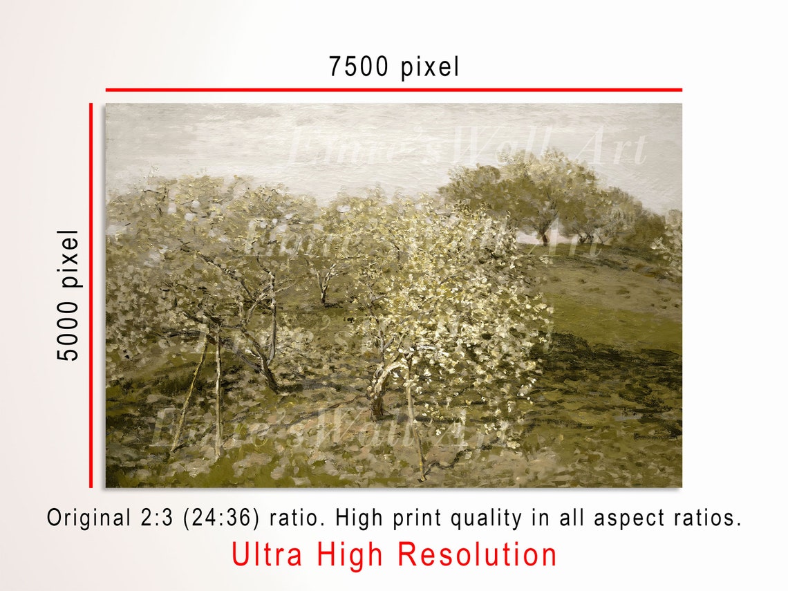 Blooming Orchard Fruit Trees Spring Impressionist Landscape Poster - Image 3