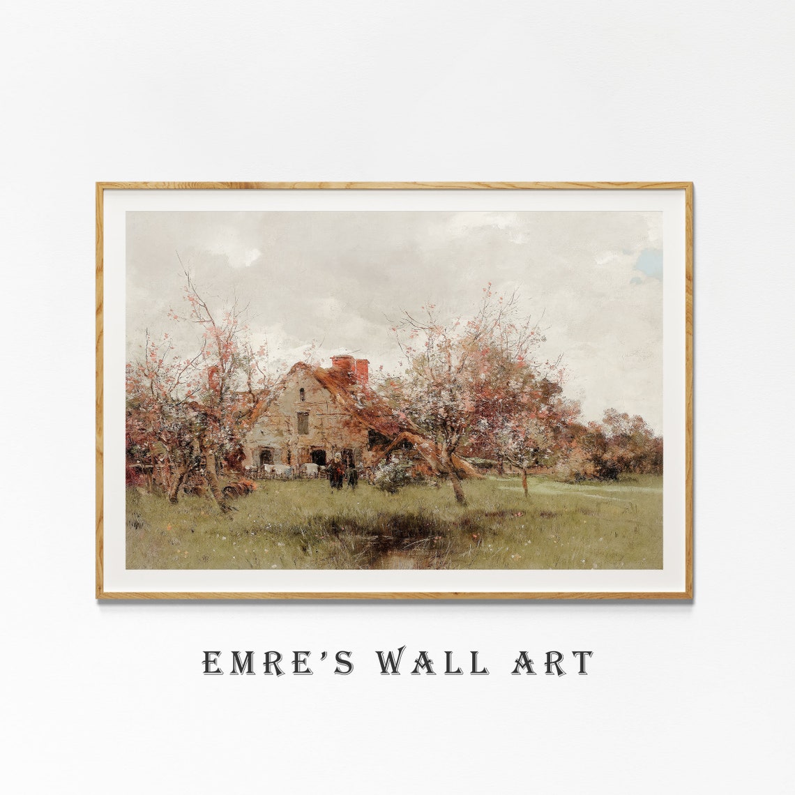 Stone Cottage Spring Blossom Trees Vintage Countryside Poster - Image 4