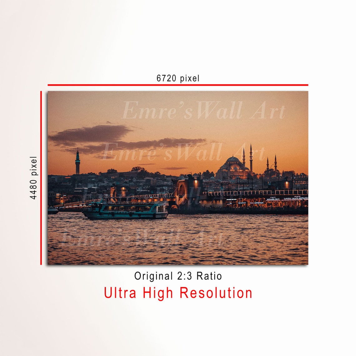 Istanbul Golden Horn Sunset Mosque Bridge Evening Photo Poster - Image 3