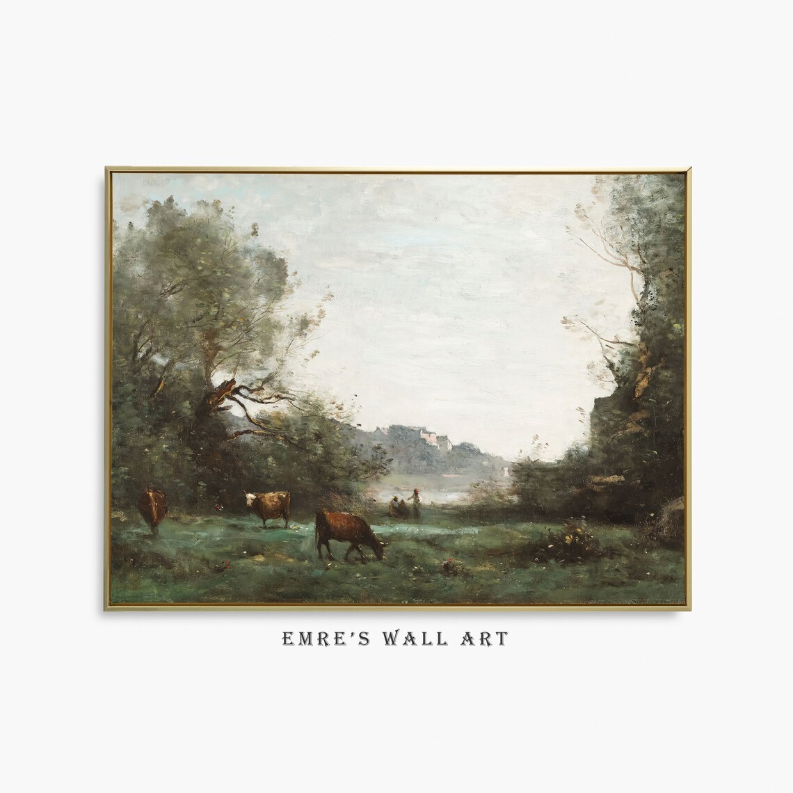 Valley Landscape Painting Vintage Farmhouse Art Print