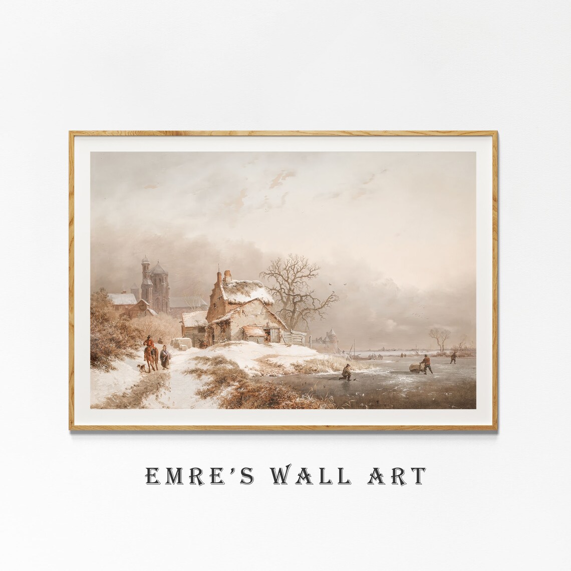 Dutch Winter Village Frozen River Skaters Vintage Oil Painting Poster - Image 4