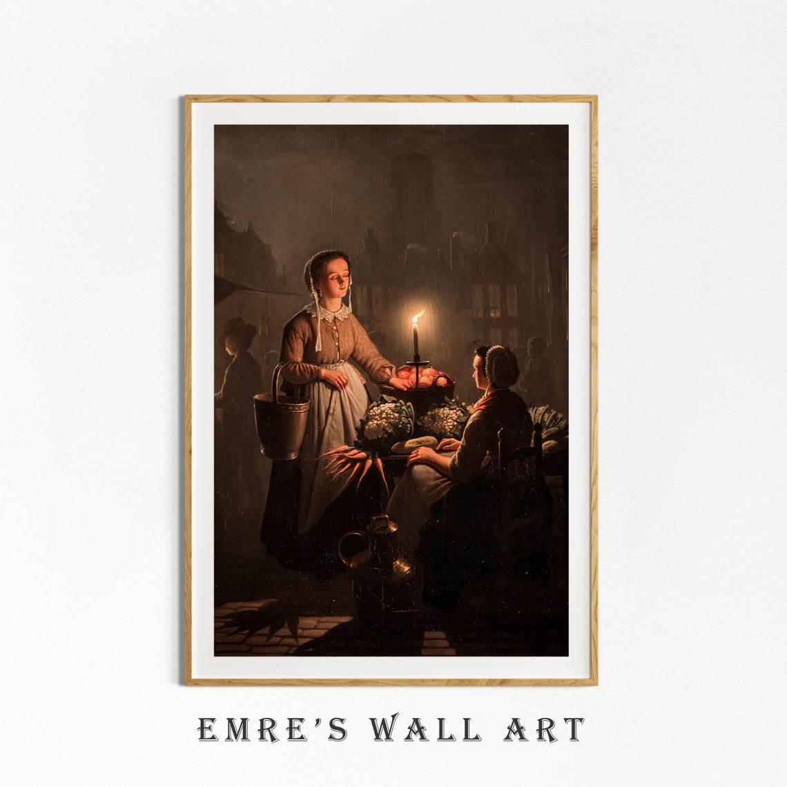 Candlelit Night Market Woman Fruit Basket Old Master Painting Poster - Image 4