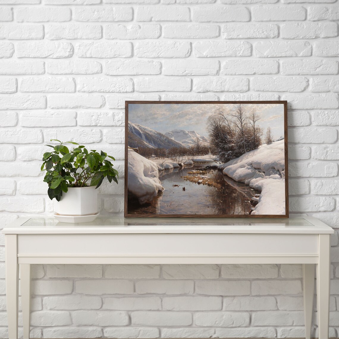 Vintage Winter Landscape Print, Lake House Decor - Image 2