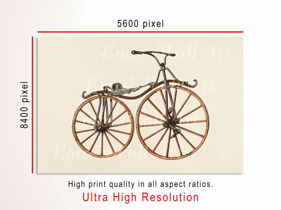 Antique Bicycle Vintage Bike Illustration Old Bicycle Art Poster - Image 3