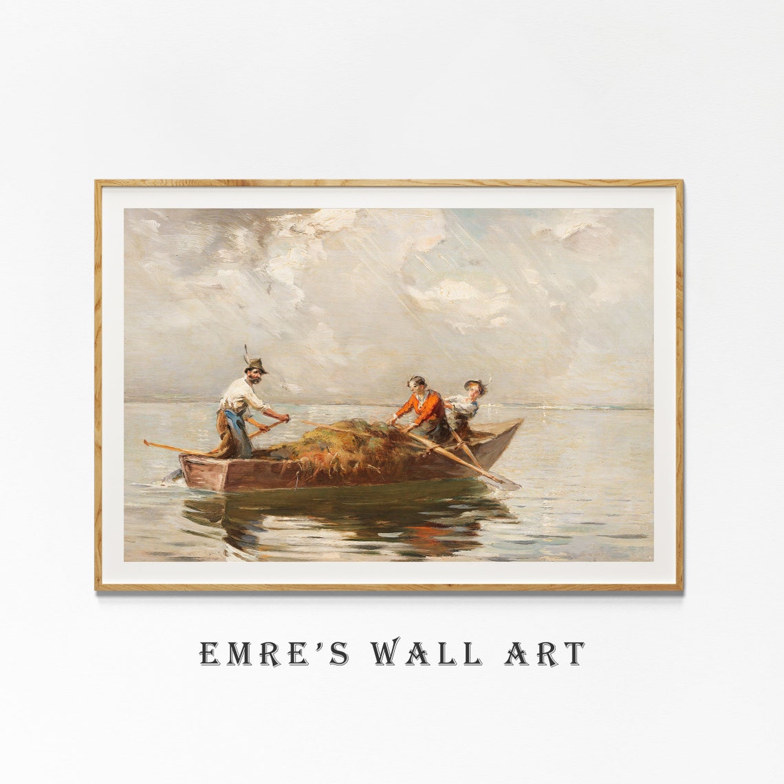 Vintage Seascape Oil Painting Vintage Boat Painting Vintage Lake House Print Coastal Wall Art Instant - Image 4