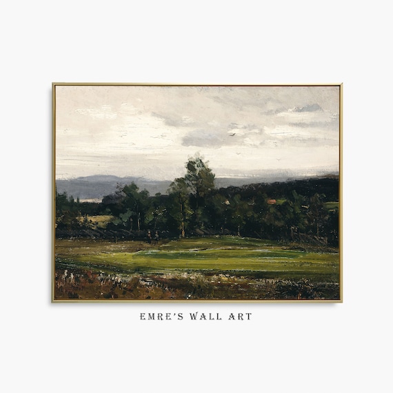 Summer Meadow Fields Green Landscape Vintage Oil Painting Poster