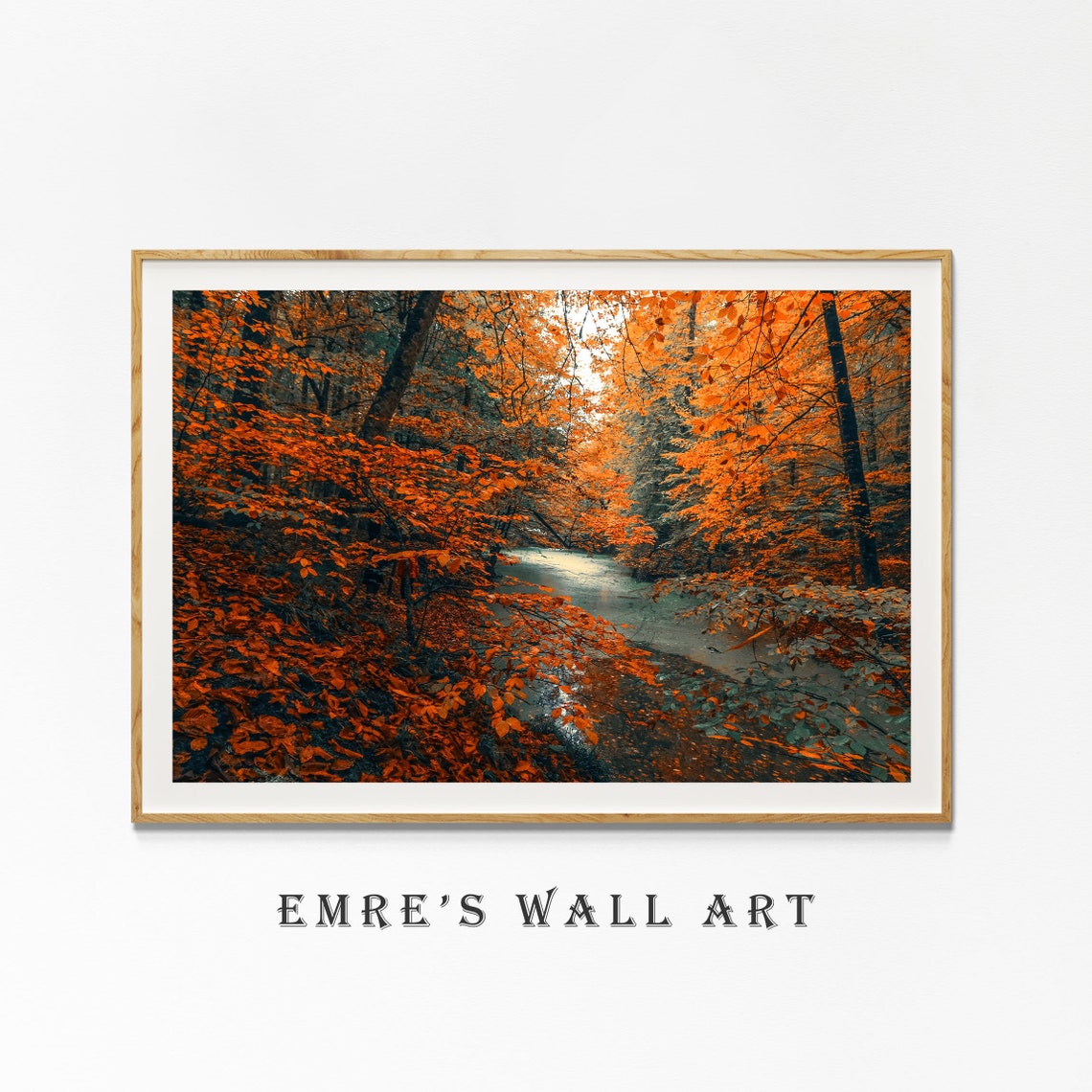 Autumn Forest Photo Orange Beech Leaves Winding Creek Poster - Image 4
