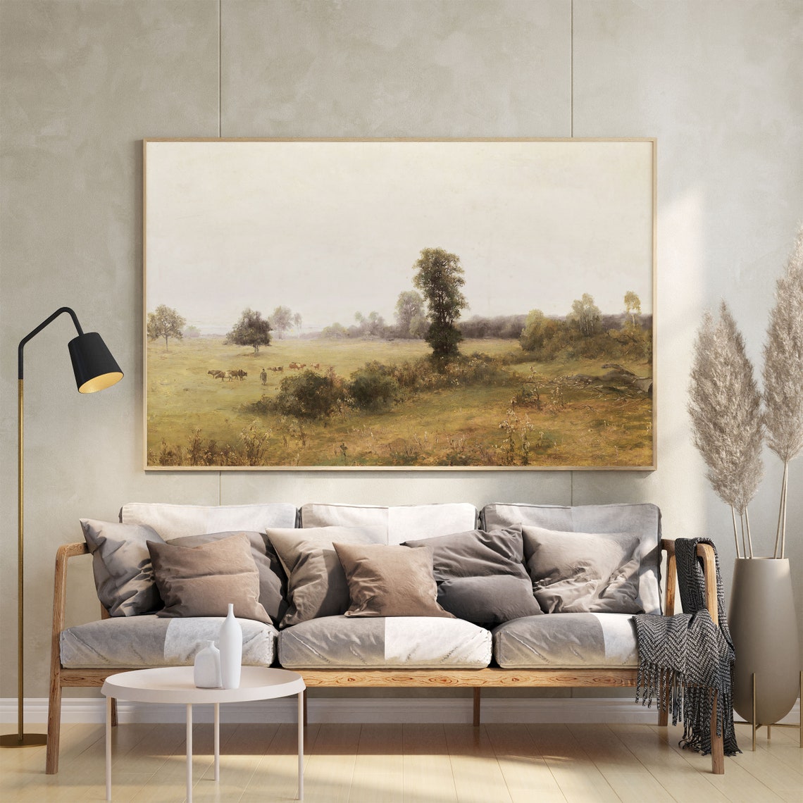 Country Landscape Art Print Vintage Landscape Oil Painting Moody Country Painting Farmhouse Art - Image 2