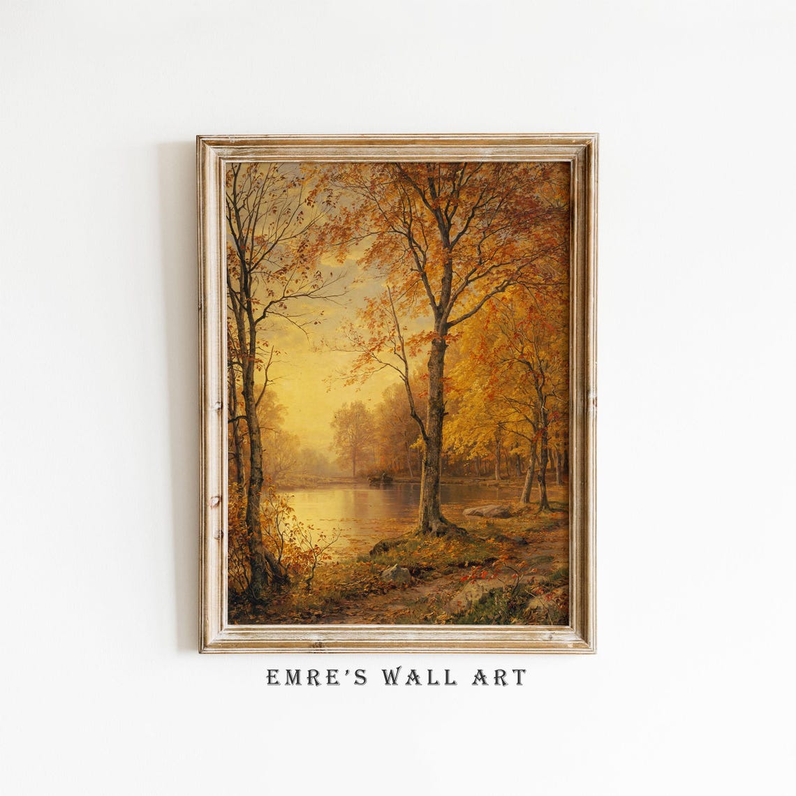 Golden Autumn Trees Framing Sunlit Lake Vintage Fall Lakeside Poster - Image 2
