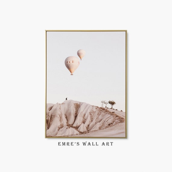 Cappadocia Photo Print Soft Landscape Wall Decor Hot Air Balloon Print Turkey Travel Wall Art Neutral Poster Print