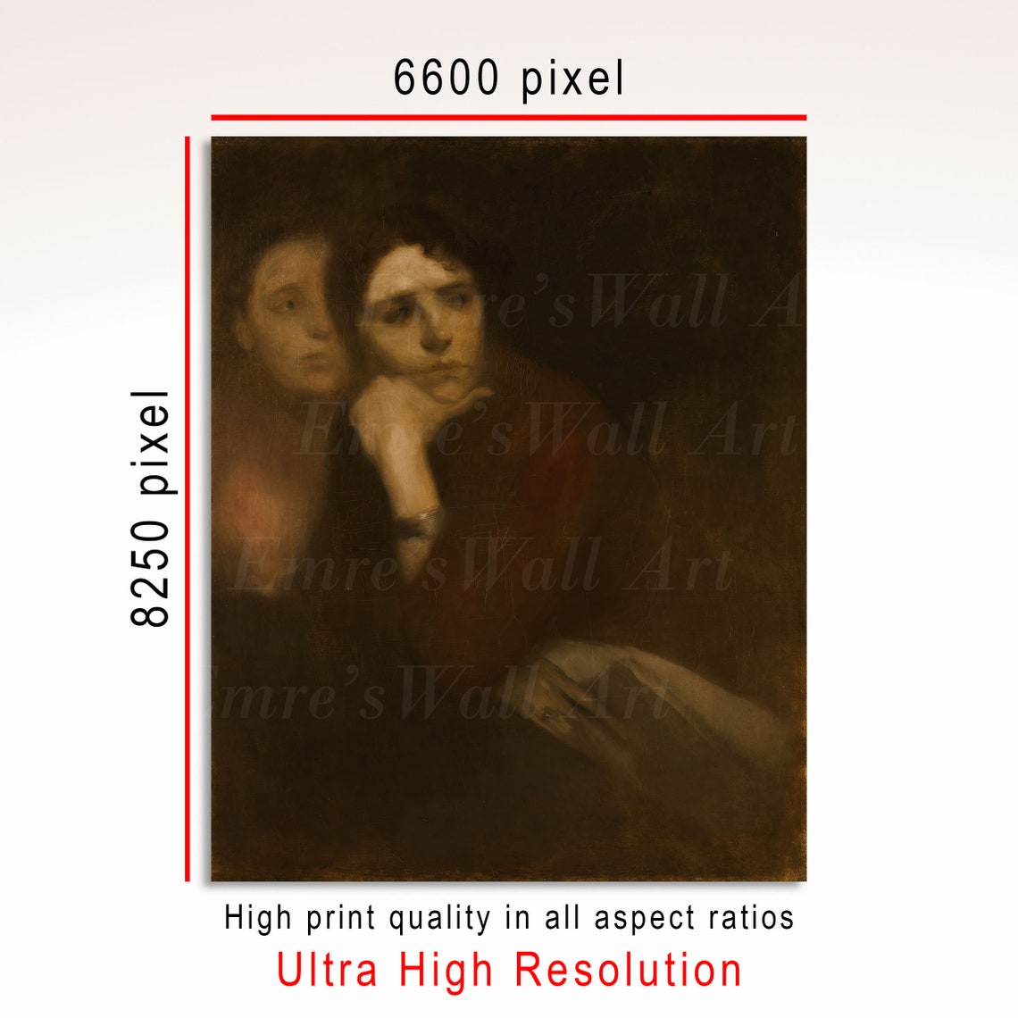 Vintage Moody Woman Painting French Portrait Art Print Aesthetic Room Poster Decor Dark Art - Image 3