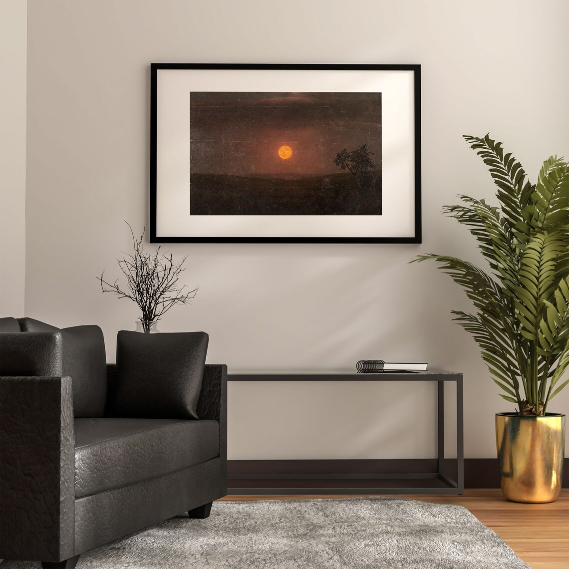 Vintage Moon Landscape Art Print, Rustic Moonlight - Image 2