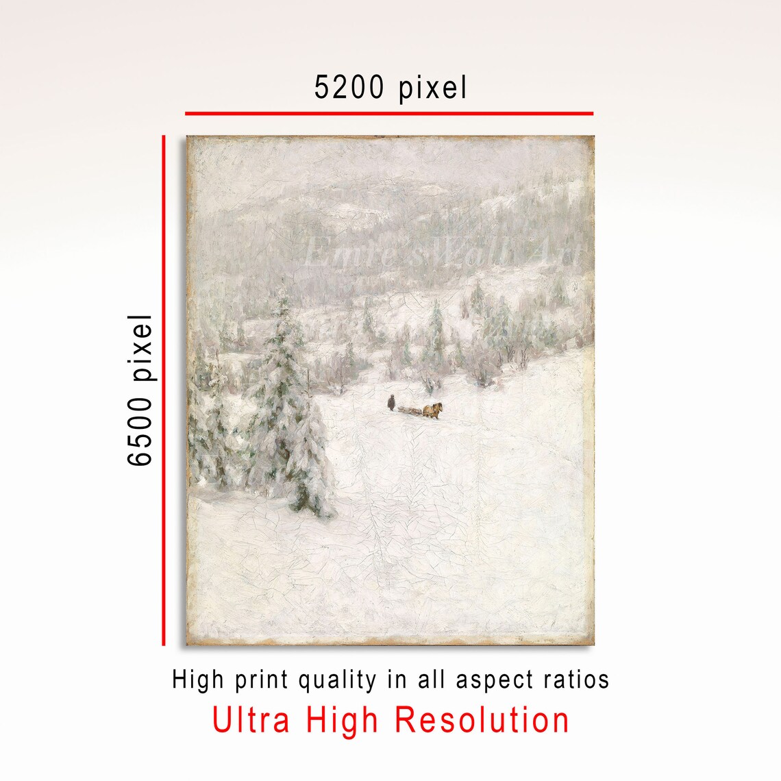 Vintage Winter Country Landscape, Snowy Forest Art Print - Image 3