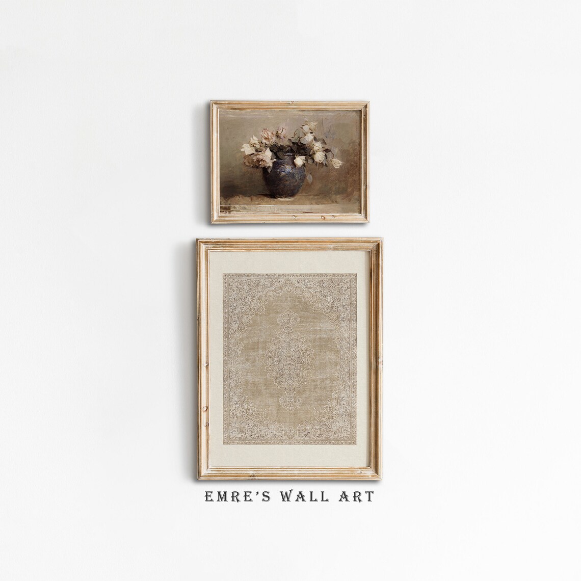 Vintage Neutral Roses Still Life Art Print Set