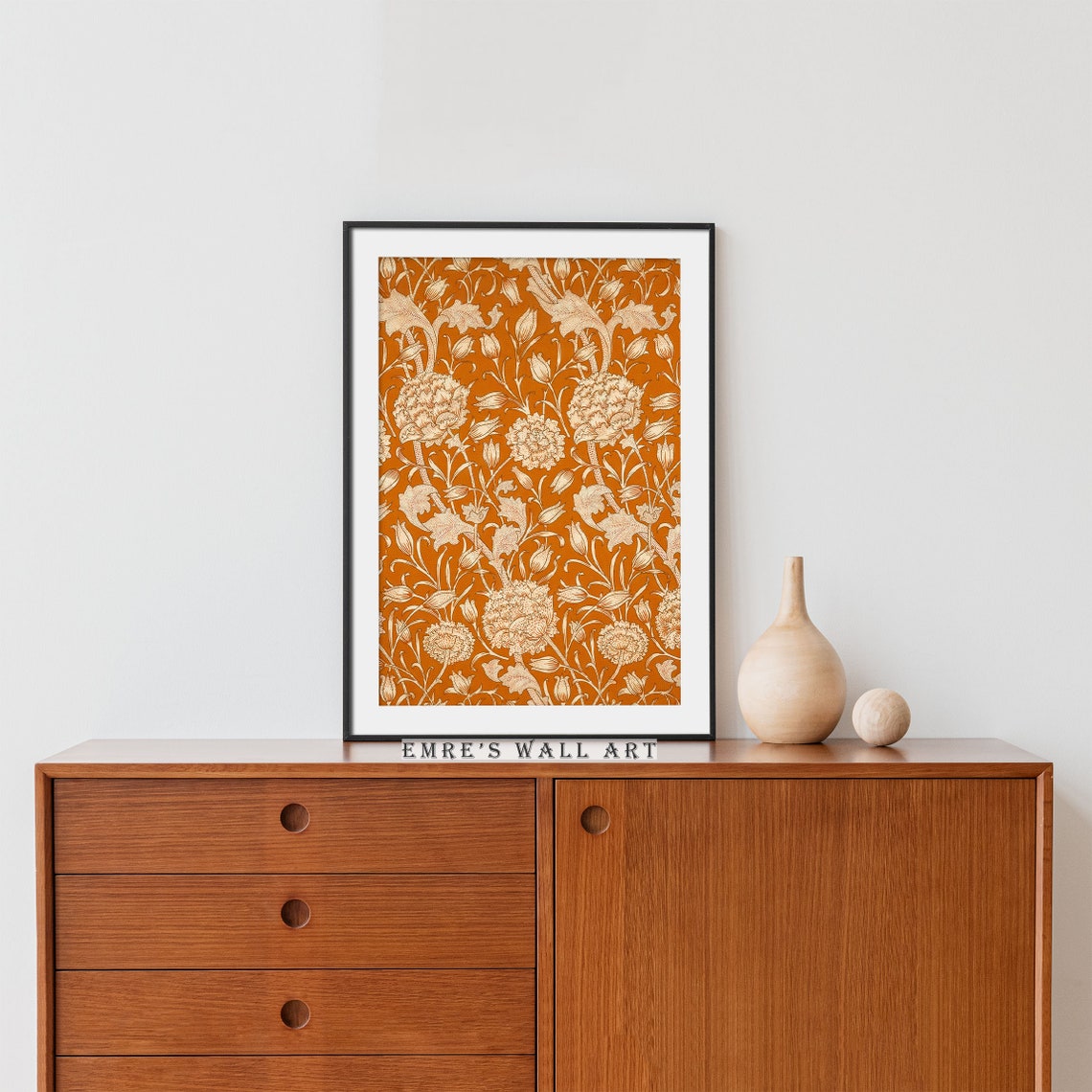 William Morris Terracotta Carnation Vintage Floral Pattern Poster - Image 2